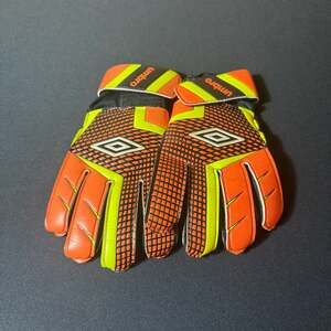 Umbro Rift Soccer Goalkeeper Gloves Orange and Neon Yellow